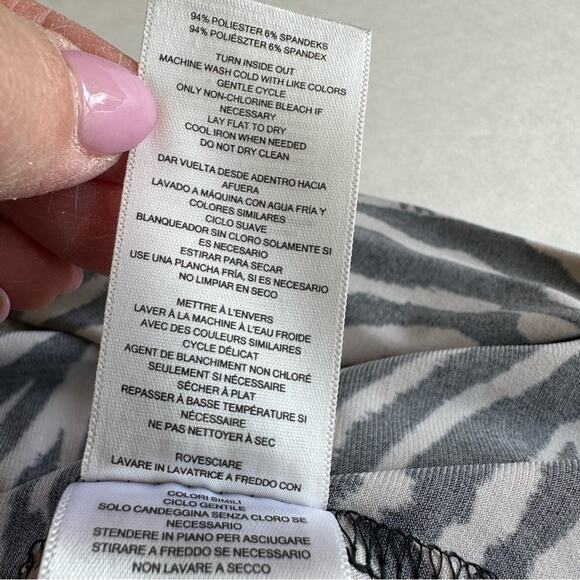 Michael Kors Sheath Dress Roll Tab Sleeves Zebra Print Black Cream Womens Medium - Picture 11 of 14